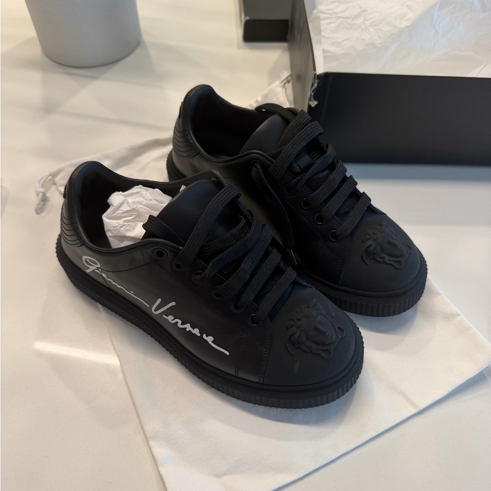 Versace black leather Medusa sneakers